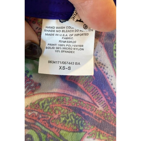 Becca Swimsuit Coverup Size XS-S Sheer Purple Green Elastic Waist Stylish Sexy! - Picture 8 of 12
